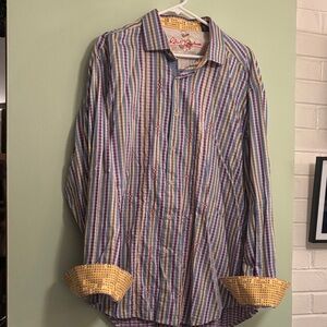 👔Robert Graham Vibrant Striped Button-Down Shirt mens 2XL